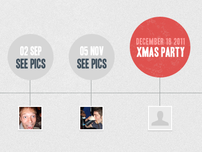 Events timeline calendar dates grey red thumbnail timeline