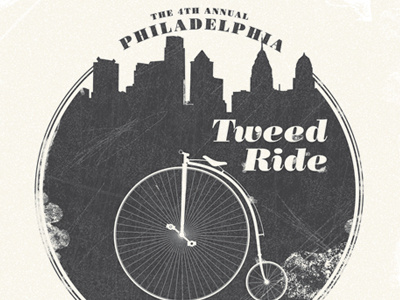 Tweed Ride aged bicycle bike illustration minimal philadelphia poster subtle texture vintage