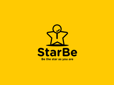 Starbe all4leo be black coupon design fun hand glass icon iconic leo logo logotype mascot person smile star yellow