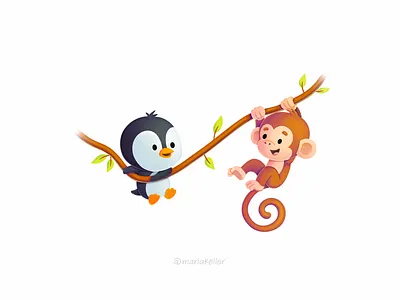 🌿 Adaptability is Strength 🐧 adapt book cartoon character children cute illustration kidlitart kids mexico monkey mono penguin pinguino scimmia