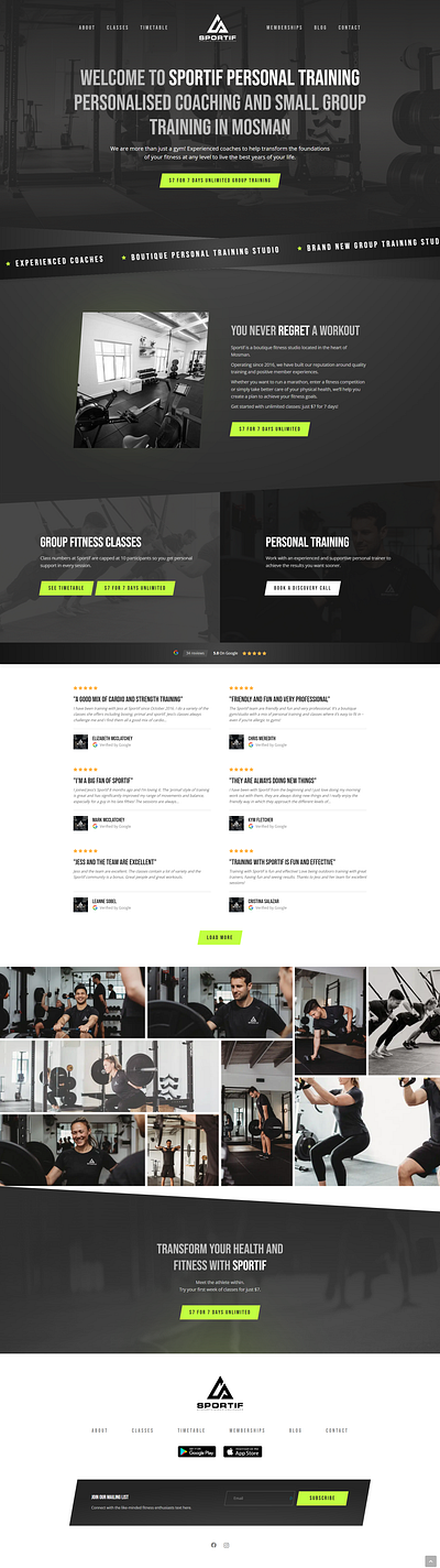 Sportif Homepage web design web development wordpress