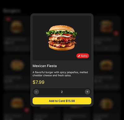 Detailed Food Item Card UI Design 3d animation branding graphic design logo motion graphics ui