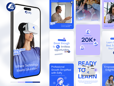 Edify Social Media : Learn from the Best, Empower Your Future brandidentity branding design ed tech edifyeducation education education app empower expert enlightenmind future of learning graphic design illustration logo logo design media social social media vector