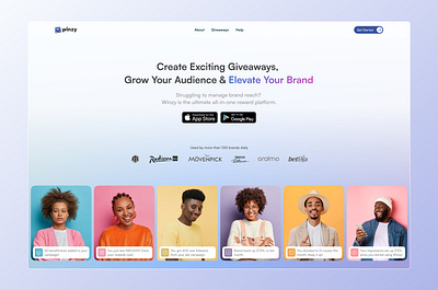 Winzy - Brand Growth Landing Page apple style branding clean design figma imagery landing page modern social social media ui ui ux design ux web design