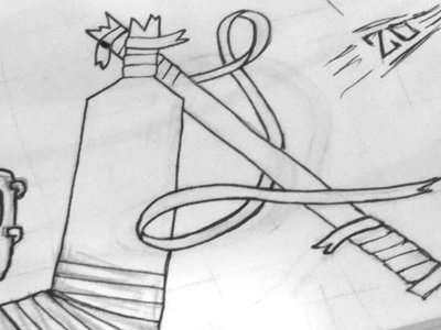 Broken Goalie Stick - A family handdrawn hockey illustration lettering sketch