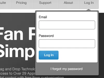 Drop Down Log In Menu button drop down log in nav wip