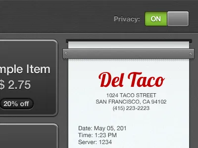 Register App 1 green grey ipad payments receipt