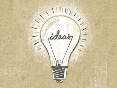 Ideas bright brown distress idea ideas illustration kraft lightbulb print retro simple speckle texture