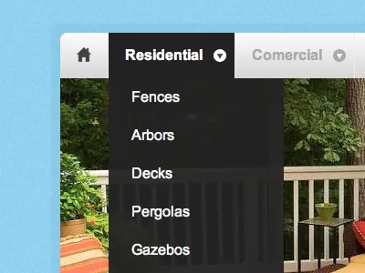 Simple Top Level Menu Rebound blue drop down masthead menu navigation
