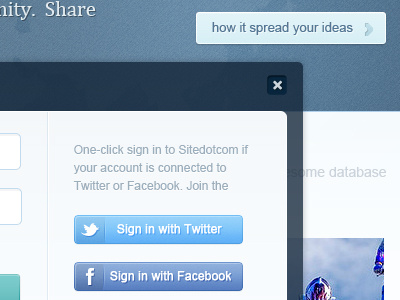 Login modal window button facebook login modal twitter