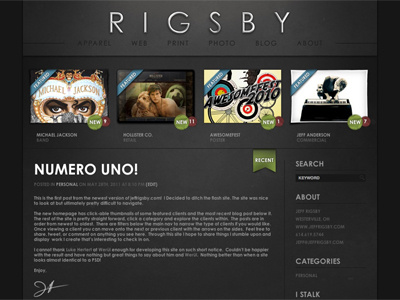 Rigsby.com Homepage apparel design jeff jeff rigsby photography portfolio print rigsby site web