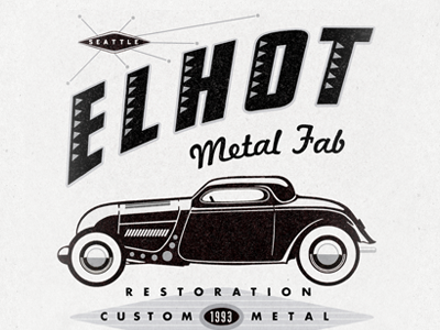 Elhot Final badge car custom illustration lettering metal retro script type vintage