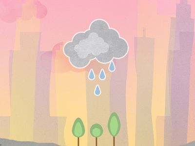 Rain Cloud In Zap City blue brown building buildings city city scene cloud colour drop dropplet fade green grey landscape pink purple rain rain cloud raincloud rainy stroke transparencey trees water weather white zap zap lolly