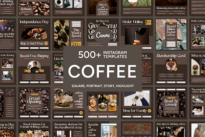 Coffee Brown Template 3d animation branding canva template coffee bundle coffee design coffee feed coffee highlight coffee icon coffee post coffee story coffee template design graphic design illustration instagram template logo ui ux vector