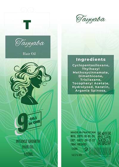 Bottle Lable for "Tayyaba Hair Oil" 3d adobe photoshop banner design bottle lable branding design flyer graphic desigenr graphic design hair oil hair oil lable illustration instagram post lable design oil lable design ui