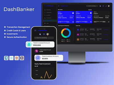 Dashbanker - Bootstrap HTML Multipurpose Admin Dashboard bank card slava kornilov banker banking bitcoin business crm crypto cryptotrading dashbanker dashnbanker digital bank finance fintech inves multipurpose payment plugins tech technology trading