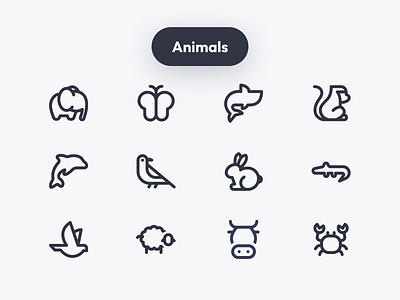 Animal Icons - Lineicons animalillustration birdicons farmanimalicons icon icon pack icondesign icons lineicons minimalicons natureicons peticons wildlifeicons zooicons