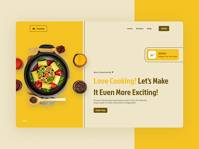 Savorly - Landing Page cooking dribbble landingpage productdesign shot userinterface webdesign