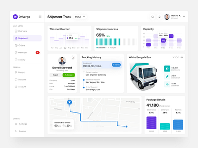 Drivergo - Shipment Dashboard admin dashboard cargo dashboard dashboard ui delivery delivery dashboard graphs logistic logistics dashboard logistics platform monitoring saas saas dashboard shipment shipment app shipment dashboard shipping shipping dashboard tracking ui