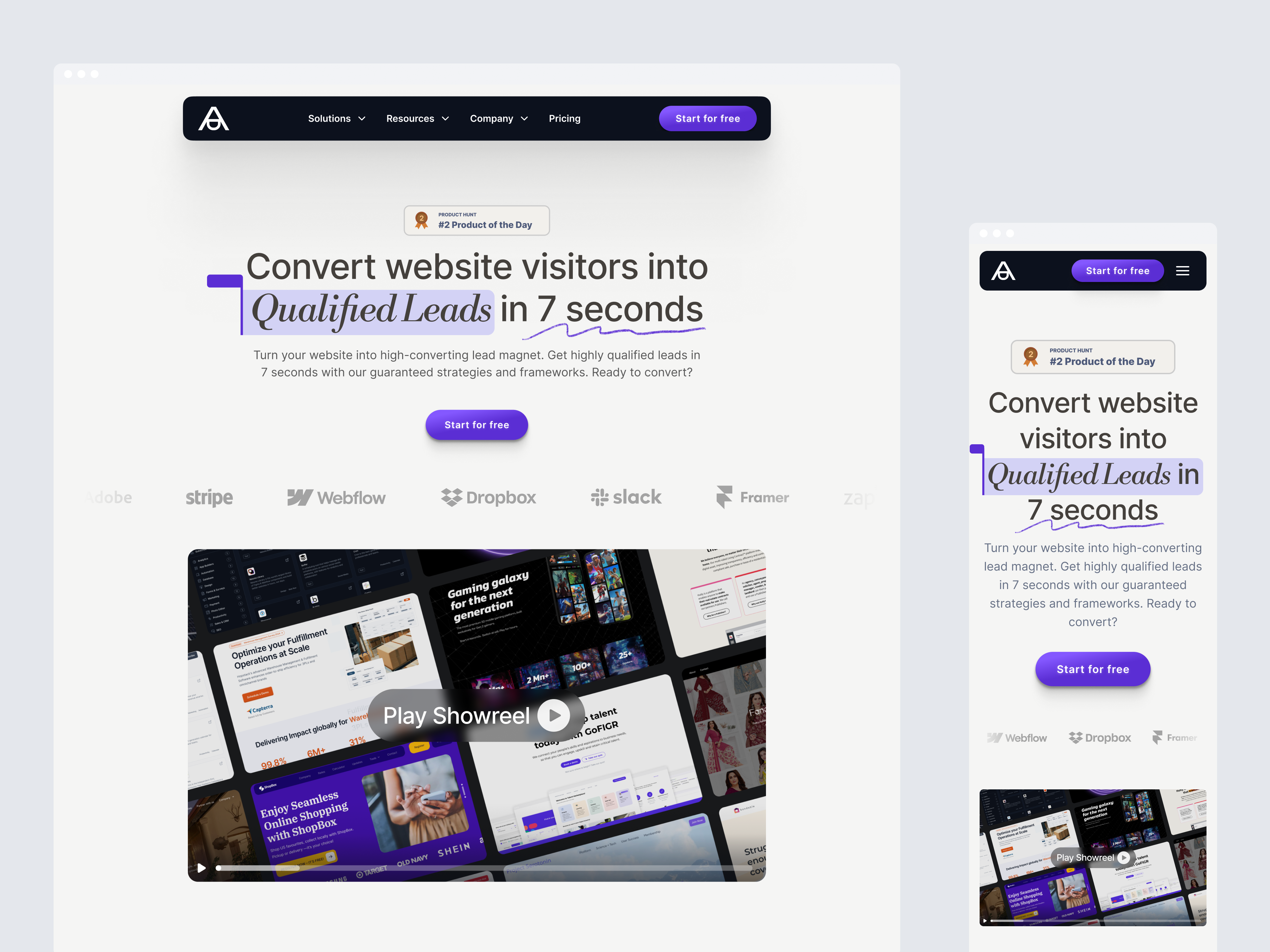 Example of High Converting Landing Page Design