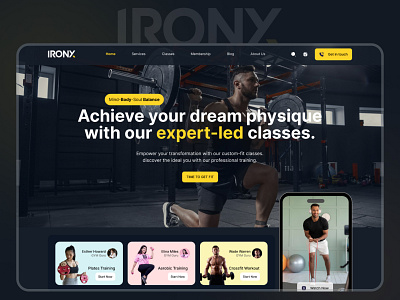 IRONX 💪 - Redefining Online Fitness! black black theme branding colors design figma landing page ui ui design uiux user experience user interface ux web development website website design xd