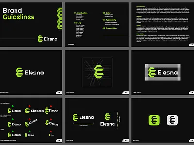 Elesna Software company Brand Guidelines Design brand design brand guide design brand guidelines brand identity brand identity design brand kit branding creative logo design elesna graphic design illustration logo logo design minimal modern software company tech branding tech logo unique