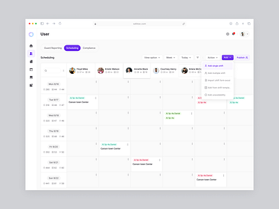 Security Guard Application - Scheduling Dashboard compliance tools dashboard design design guard guard management application product design saas safety app scheduling app scheduling dashboard security application security guard app security operations security platform shift management task management ui uiux design ux web application