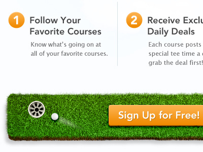 PlayGolfPlanet Sign Up button golf grass green orange texture ui website