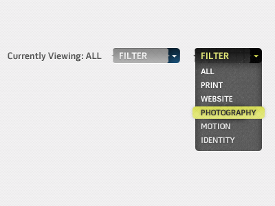 Filter dropdown filter hover menu