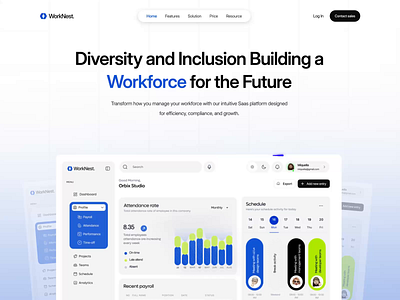 WorkNestTask Management Software | Orbix Studio animation attentdence crm hr management landing page orbix studio payroll product design productivity progress tracking project mangement saas startup task management team management time management tool time tracking to do list web app web design