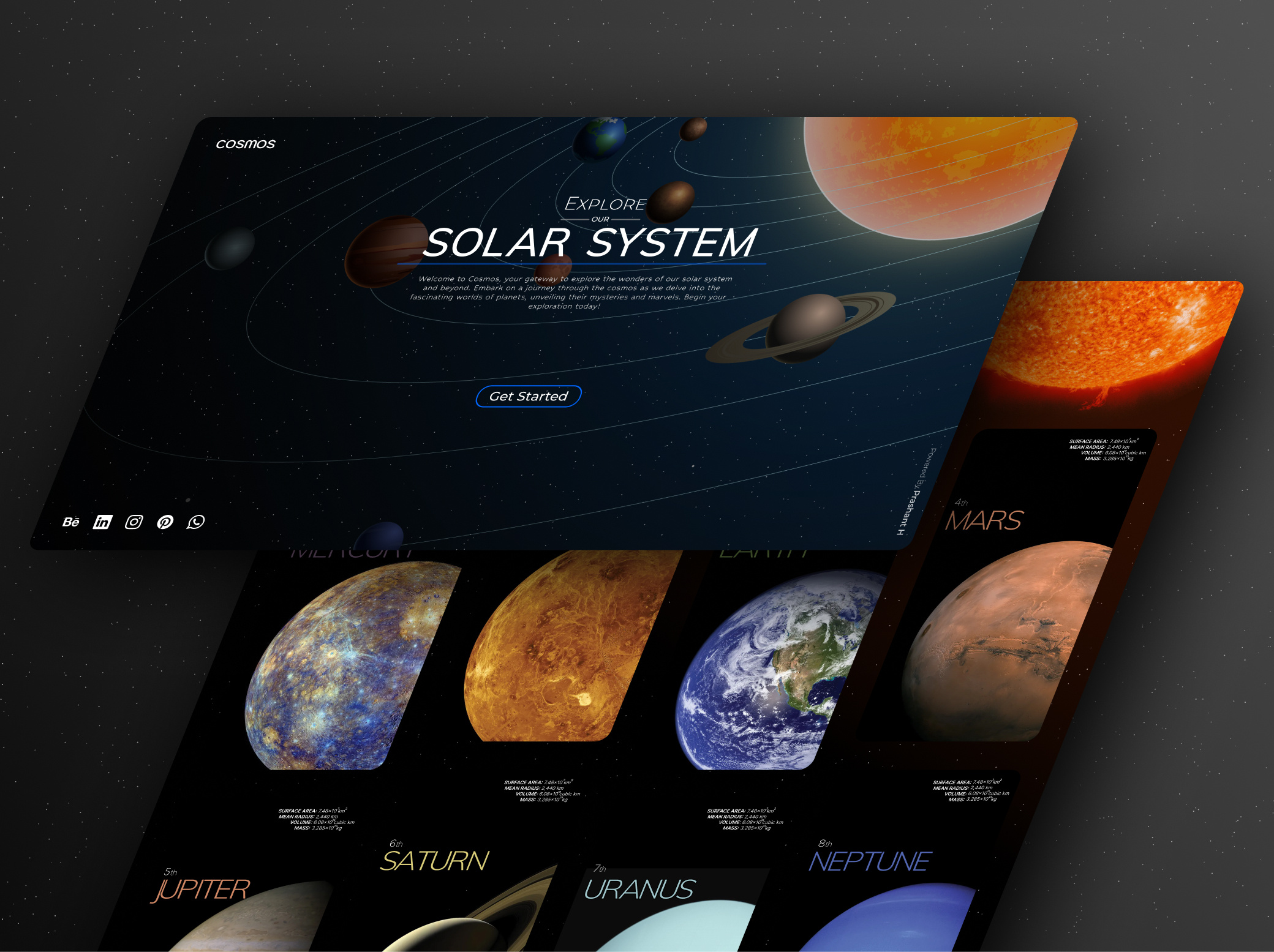 Solar system webpage design branding cosmos creative webdesign design designer figma graphic design illustration logo minimalist design modern modern design simple solar system ui vector