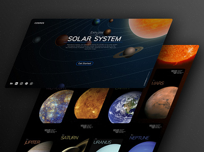 Solar system webpage design branding cosmos creative webdesign design designer figma graphic design illustration logo minimalist design modern modern design simple solar system ui vector