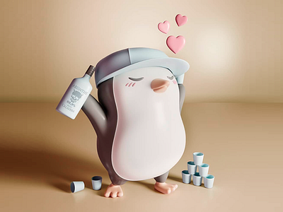 3D penguin 3d 3d animation 3d design animal bird character cute design futuristic design graphic design happy illustration logo motion graphics penguin simple wine