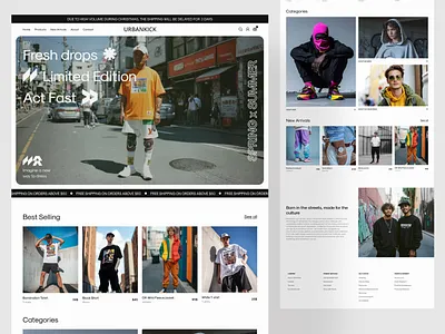 Streetwear E-commerce Website Design Concept brutalism clothing clothing store e commerce ecommerce fashion fashion store fashion website marketplace mens wear minimalist design shop ui shopify streetwear streetwear website ui uiux ux webdesign website design