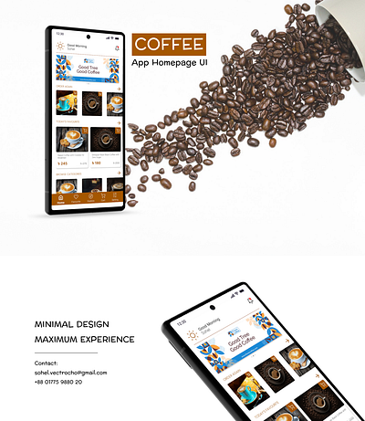 COFFEE APP MINIMAL HOMEPAGE app homepage branding delivery app e commerce ui homepage homepage design minimal design ui ui designer uiux