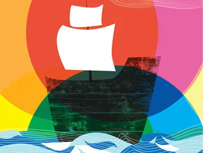 Ghost Ship By Day bright design ghost illustration ocean overprints sea ship strawberryluna texture