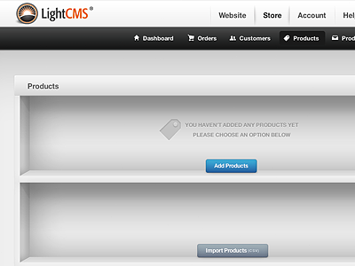 Product Blank Slate lightcms product shelf store ui