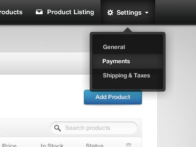 Settings Menu button lightcms menu oklahoma store ui