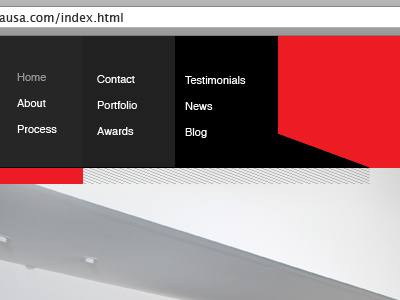 In-Progress Website UI black navigation red ui web design