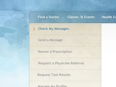 Water beige blue navigation ui