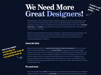 We Need More Great Designers! Final css5 dark html3 interface typography ui webdesign