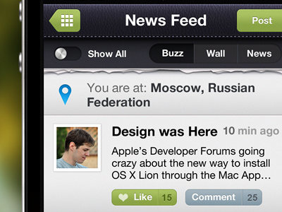 Social App In Progress application egoraz feed iphone news