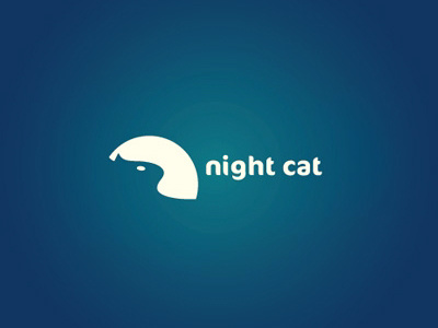 Night Cat animal blue cat design gradient leo logo logotype moon negative space night shape yellow