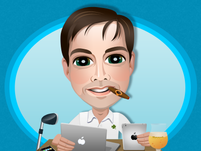 Mike Millionaire apple beer character cuban cigar illustration mascot