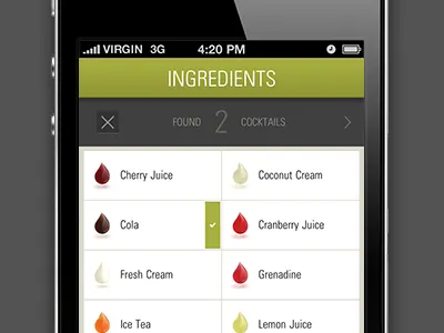 Cocktail App UI cocktails custom ios iphone retina ui