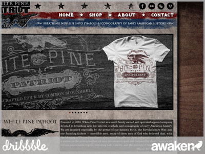 White Pine Patriot 3 awaken awaken design company black dark grey old red texture web web design website wood