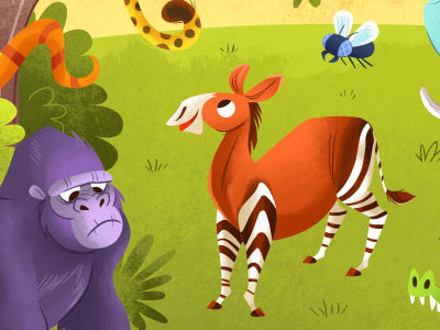 Jungle Animals animals gorilla illustration jungle okapi