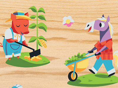 More farm animals corn farm horse illustration pig