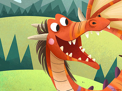 Happy Dragon dragon forest illustration mountain