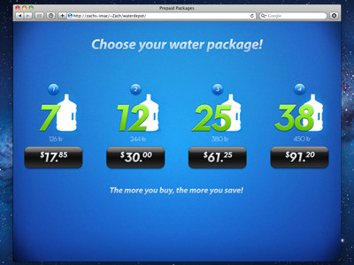 Want a Drink? blue css3 interactive ipad web app jugs menu water